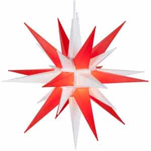 Moravian star with white and red points